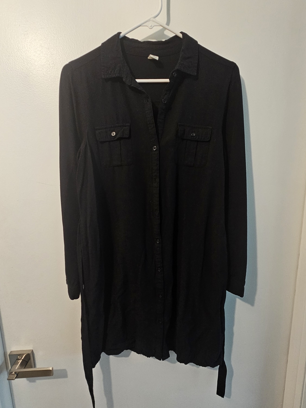Old Navy Black Button-Front Shirt Dress